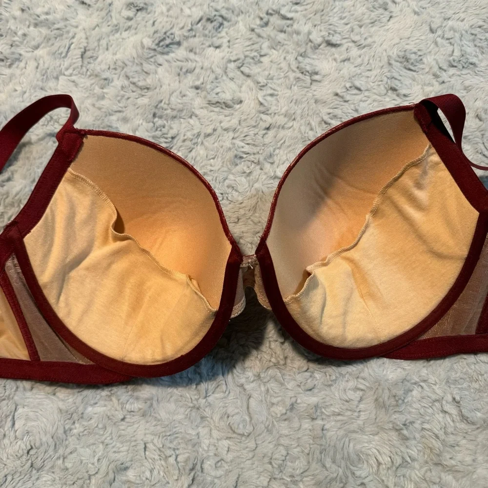 Frederick’s of Hollywood 36F Untamable Bra Bundle of 2 Blue Red Lace Plunge - Picture 11 of 12